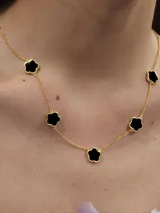 S925 Sterling Silver Five-Petal Flower Necklace, Elegant Gold-Plated Clover Chain For Women, Fashion INS Style Jewelry For Daily, Party, Or Gift