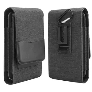 Oxford Cloth Dual Belt Phone Holster, Waist Bag Cell Phone Holder for Work Hiking Camping (Black) Travel Durable