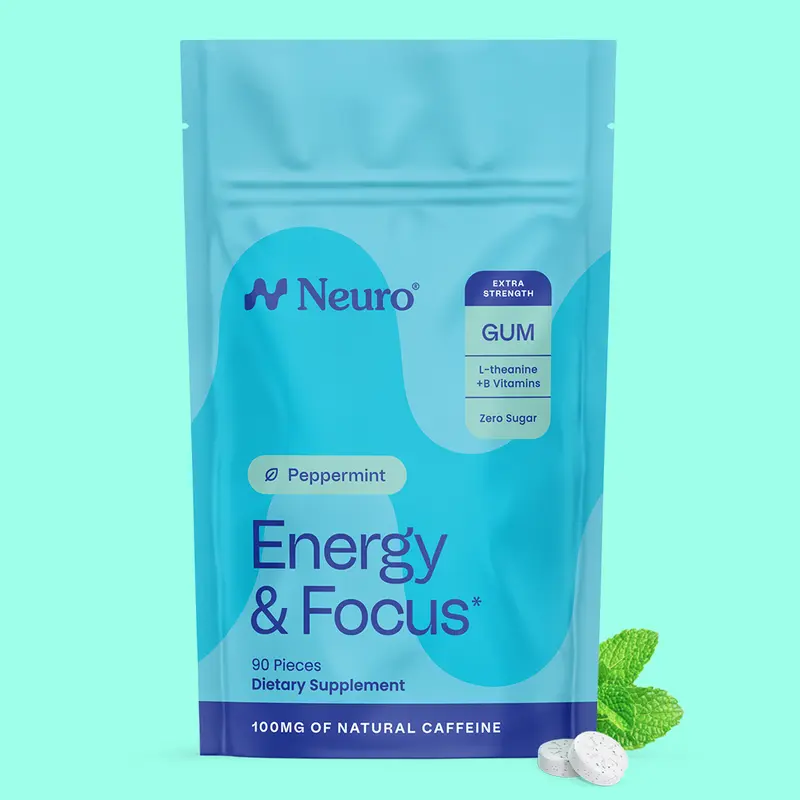 Neuro Extra Strength Energy & Focus Gum/Mints (90 Pieces) - Sugar Free with Natural Caffeine, L-theanine, Vitamin B12 & Vitamin B6