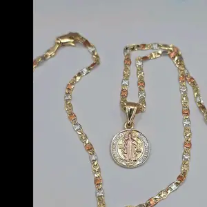 Saint Benedict three colors Gold-plated necklace religious style nice gift