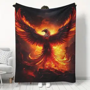 Phoenix & Fire Print Blanket, Cool Bedroom Accessories, Soft Throw Blanket, Bedroom Gadgets, Bedroom Accessories, Bedding Supplies for Home Office Travel