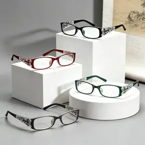 4 pairs of fashionable blue light blocking women’s reading glasses for presbyopia, retro elegant design, spring hinges, relieve eye strain, computer reading glasses, Teacher’s Day gift, modern women’s eyewear