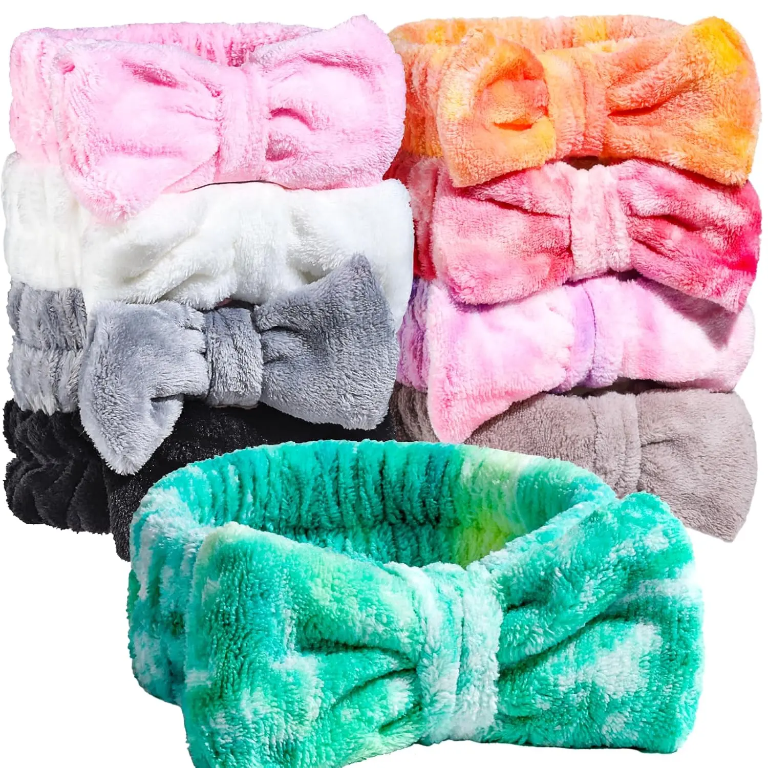 Headbands - 9 count  Washing, Skincare and Self Care Puffy and Cute Headbands for Makeup, Girls and Women