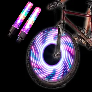 Bike Tire Valve Stem Light LED Waterproof Bicycle Wheel Lights Neon Flashing Lamp Glow in The Dark Cool Safe Accessories 2 Pack