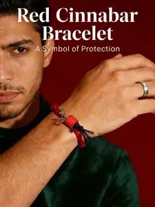 Handmade Cinnabar Fortune Bracelet, Protection Knot Design, Unisex Adjustable String Jewelry for Everyday Use