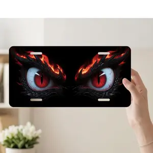 Dragon Eyes License Plate - Mythical Beast Vanity Tag - Durable Aluminum Metal Car Plate - 6x12 Novelty Front Decor