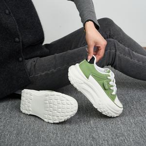 Chouiss Chunky Flexible Casual Comfortable Women's Sneakers,Lace - up Low Basic for Comfort, Daily Footwear walking sneakers Trainer Shoes(We recommend going half a size smaller)