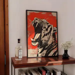 [UNFRAMED POSTER] Red and Black Japanese Tiger Print, Gift for Tiger Lover, Asian Wall Art, Tiger Art Print, Japanese Wall Art, Tiger Poster, Japanese Gift