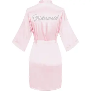 Women's Bridal Robe Bride Bridesmaid Kimono Bathrobes Getting Ready Dressing Gown for Wedding Day