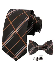Men's Fashion Paisley Design Tie Set, High-End Necktie Bow Tie Cufflinks Three-Piece Set, Daily Wear Professional Party Accessories