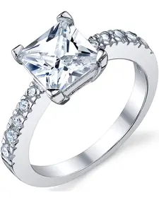Women's 1.25 Carat Princess Cut Cubic Zirconia Sterling Silver 925 Engagement Wedding Ring Sizes 4-11