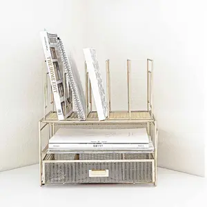 BLU MONACO Workspace Desk Organizer and Accessories Desktop Rack with File sorters and Drawer for Office Supplies, Paper, Device and Folder - 13" x 9.3" x 14", 12.25" x 8.75" x 2.75"