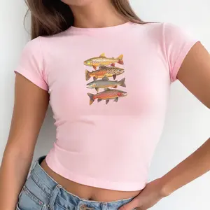 Trout Fishing Baby Tee, Retro Fish  Fishermen