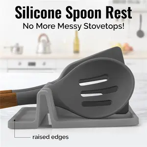 Silicone Utensil Rest - BPA-Free, Durable Spoon Rest with Drip Pad - Heat-Resistant Spoon Rest for Stove Top - Spoon Rest for Kitchen Counter - Kitchen Gadgets & Kitchen Utensils Holder