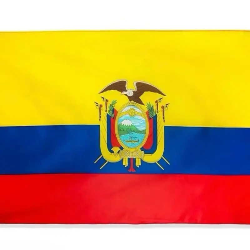 Ecuador Flag 3x5 Foot Polyester Ecuadoran National Flags Polyester with Brass Grommets    3 X 5 Ft vivid colors
