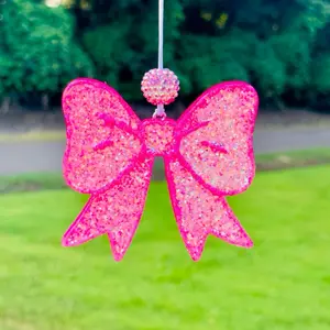 Pink Bow Scented car Freshie Rearview Mirror Air Freshener and Car Decor
