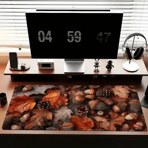 1pc 11.8x31.5in Mouse Pad Realistic Pinecone& Acorn Mouse Pad, Non-Slip Base, Autumn Forest Botanical Woodland Theme for PC, Laptop, Office& Home Use, Enchanted Forest Mousepad