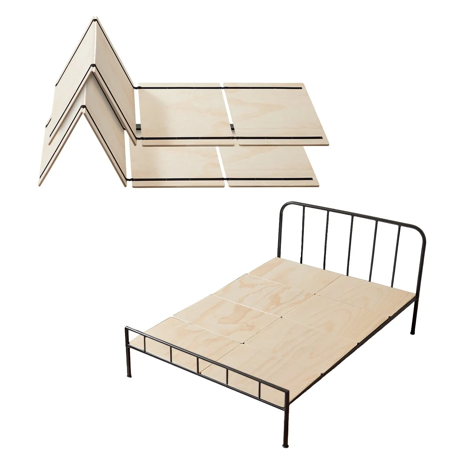 VEVOR Full Size Bunkie Board, 0.4 in Foldable Bed Board Slats with Connection, Wooden Mattress Support for Full Size Bed, Support under Mattress Boards, Ready to Use, 8 Piece, Burlywood
