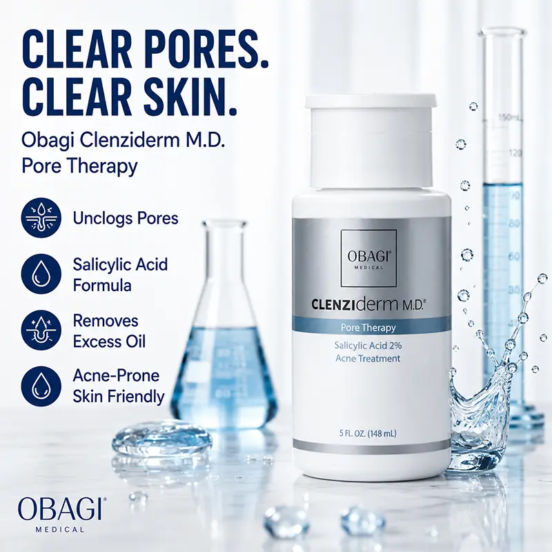Obagi Clenziderm M.D. Pore Therapy Toner, 2% Salicylic Acid BHA Exfoliant for Acne-Prone, Oily & Combination Skin, Unclogs Pores & Brightens, Packaging May Vary
