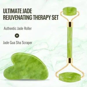 Jade Roller & Gua Sha Facial tools, Natural Anti-Aging Jade Beauty