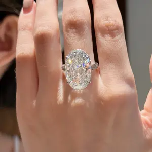 [#12 OV]S925 Sterling Silver 20CT Lab Created Gemstone Luxury Gorgeous Women Engagement Vaction Ring