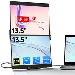 JSAUX FlipGo 2.2K Portable Touchscreen Monitor 13.5" Dual IPS Screen Built-in HUB, Magnetic Design | One Cable to Dual Monitor | Lighter & Thinner Design for Laptop PC