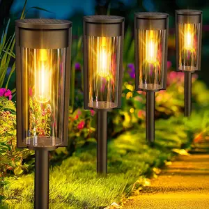 APZZLOXH Solar Pathway Lights Outdoor, New Upgraded 12 Pack Solar Outdoor Lights, IP65 Waterproof Auto On/Off Solar Garden Lights Solar Powered Landscape Path Lights for Yard Lawn Patio Walkway