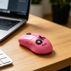 MOFii 1pc M16 Gaming Mouse, Vibrant Rose Red OK Print, Tri-Mode Connection, Rechargeable Office & Gaming Mouse, Compatible with Laptops, Desktops and Tablets