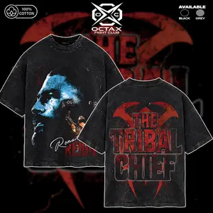[Octa-X] Roman Reigns The Tribal Chief Premium Wrestling Acid Washed T-Shirt, WWE Premium Wrestling T Shirt 100% Cotton T-Shirt, Head of the Table Graphic Tee, Roman Reigns Shirt, WWE Fans Shirt, Wrestling Event Outfit