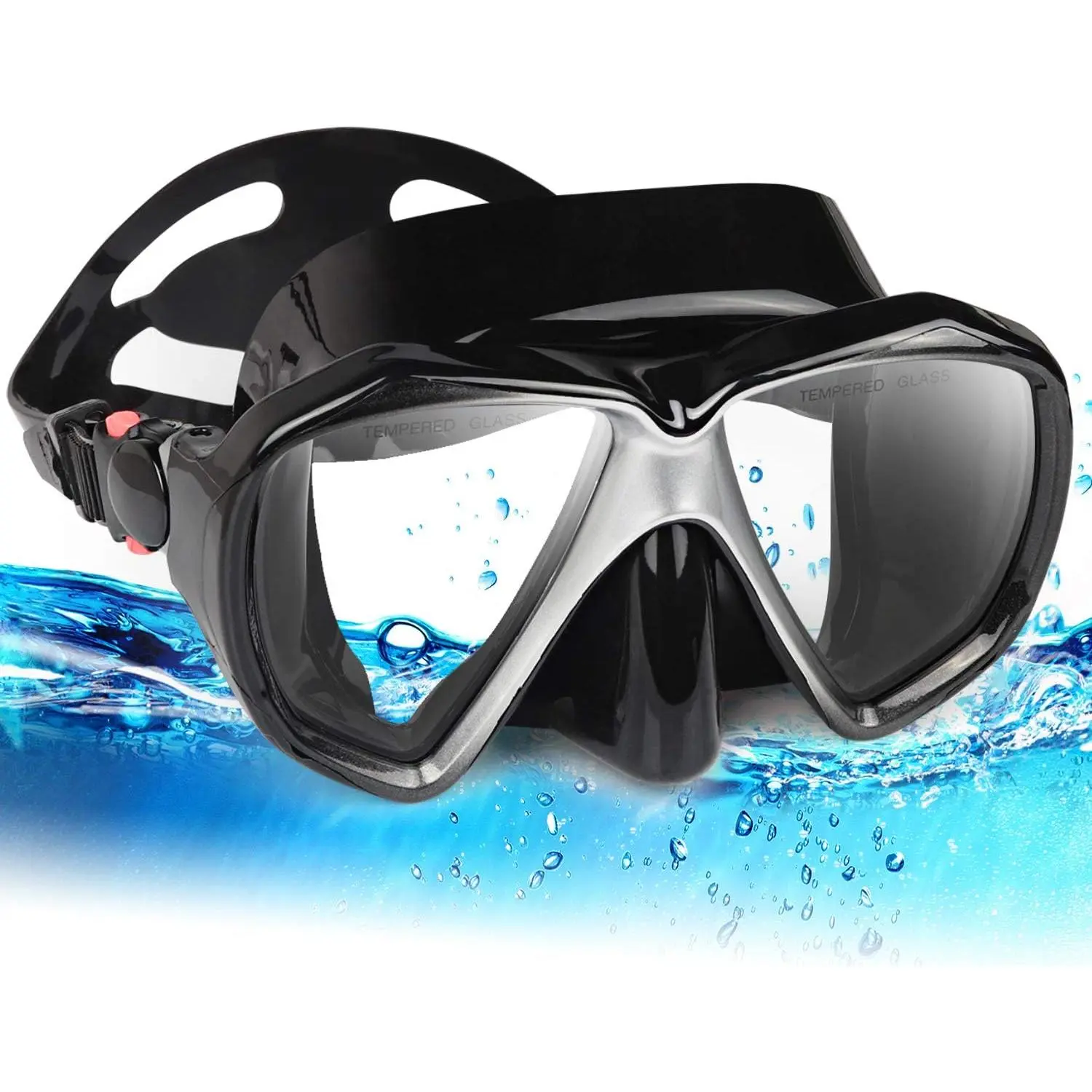 Snorkel Diving Mask Panoramic HD Swim Mask, Anti-Fog Scuba Diving Goggles,Tempered Glass Dive Mask Adult Youth Swim Goggles with Nose Cover for Diving, Snorkeling, Swimming