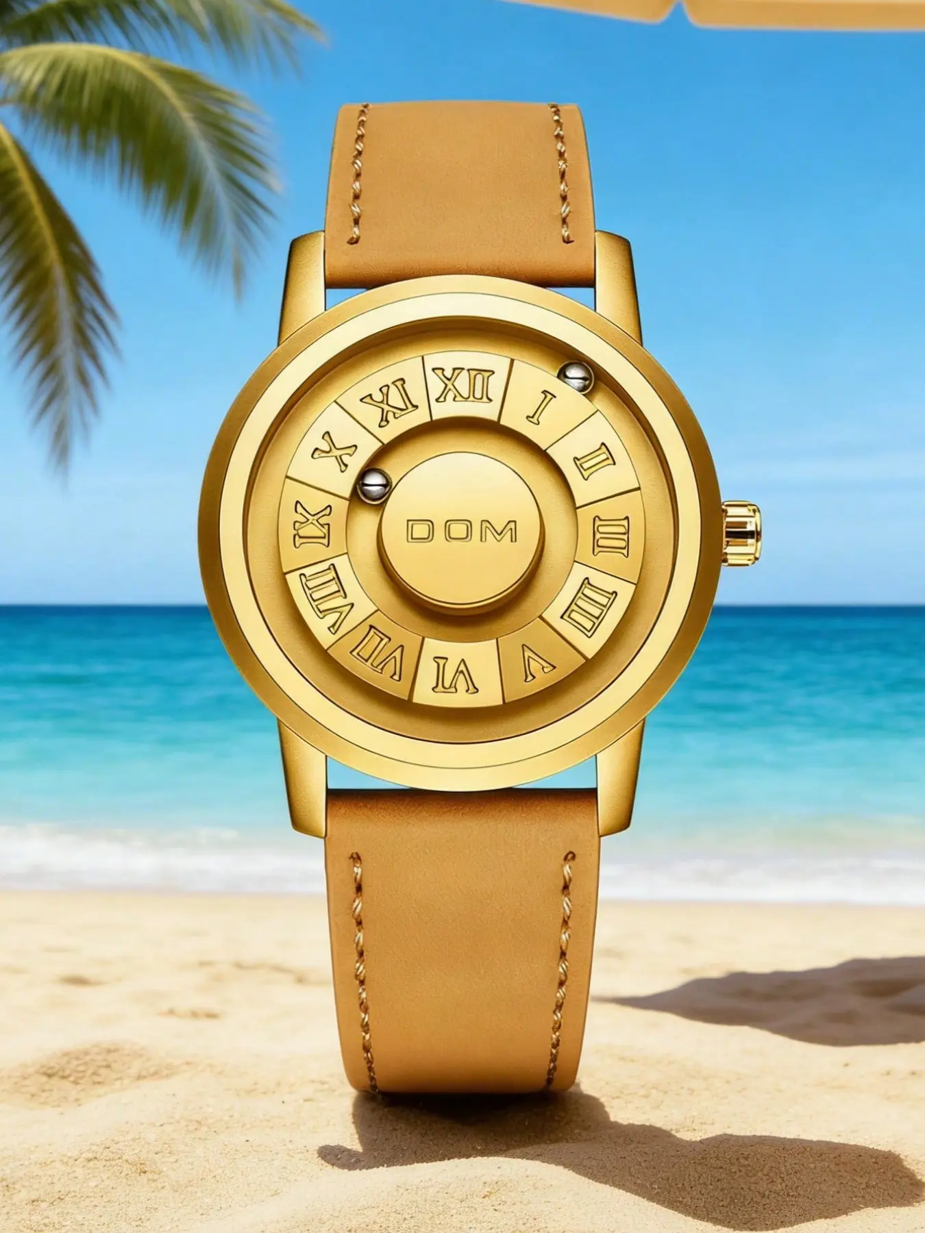 Men's Street Style Quartz Watch, Magnetic Floating Design, Alloy Case, Round Analog Face, Perfect Gift for All Occasions