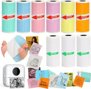 HuiJuKeJi 9 Rolls Mini Printer Sticker Paper,Thermal Self-Adhesive Paper 57 * 25mm,3 Rolls of White &6 Rolls of Colour Paper for Pocket Inkless Portable Bluetooth Printer to Print Photo,Note