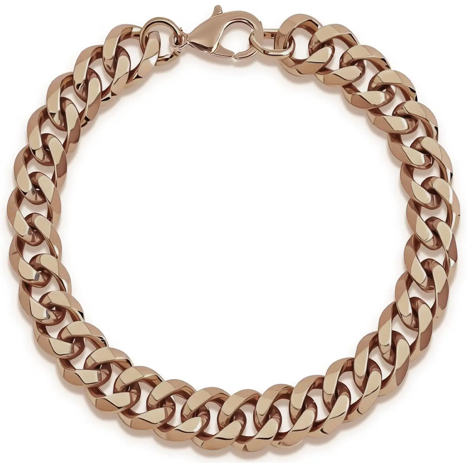 Solid 8.5-9in Pure Copper Link Bracelet for Men, Classic Casual Daily Wear, Comfortable Buckle Design Rose Gold Jewelry Gift for Birthday, 8.5-9 Inch, Lightweight Design, Male, Not Easy To Bend, Heavy Duty Metal Bracelets & Bangles, Yes