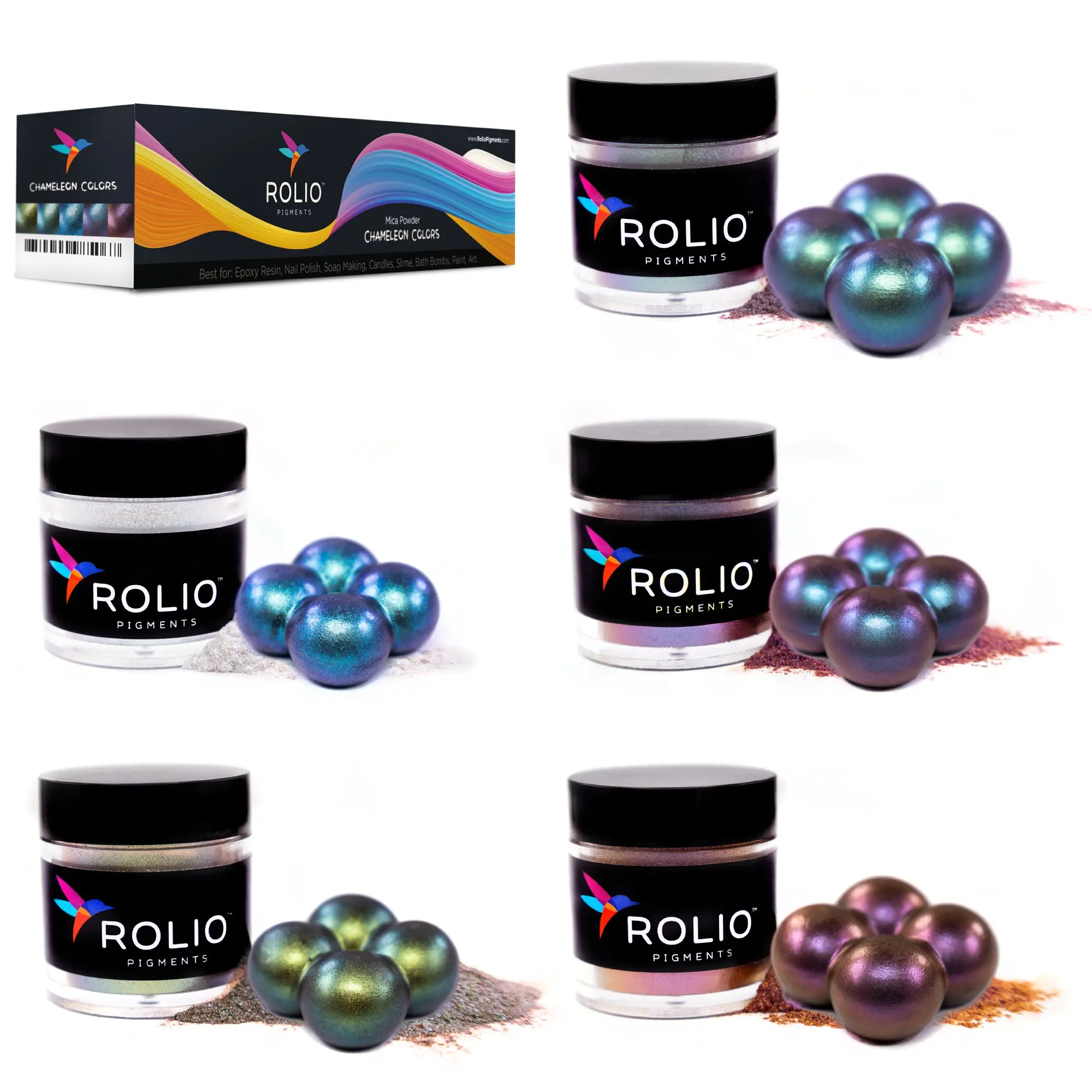 Chameleon Mica Powder - 5 Color Shift Powder Pigment