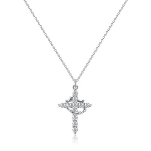 Cross Necklaces for Women Non Tarnish Dainty Cubic Zirconia Pendant Necklace for Women Trendy Simple Cross Charm Necklace Waterproof Jewelry