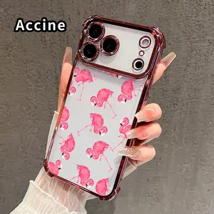 Four Corners Phone Case for iPhone 17 16 Pro Max 15 Plus 14 13 12 11 E Air Flamingo Fantasy Pattern Anti-drop Cellphone Protective Durable Total Coverage Shockproof Phone Cover