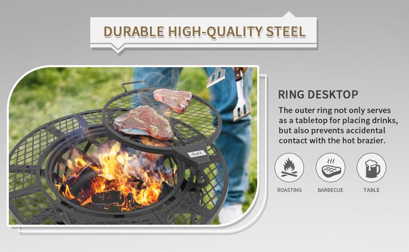 BALI OUTDOORS 2-in-1 Wood Burning Fire Pit with Removable Cooking Grill, Black BALI OUTDOORS 2-in-1 Wood Burning Fire Pit with Removable Cooking Grill, Black