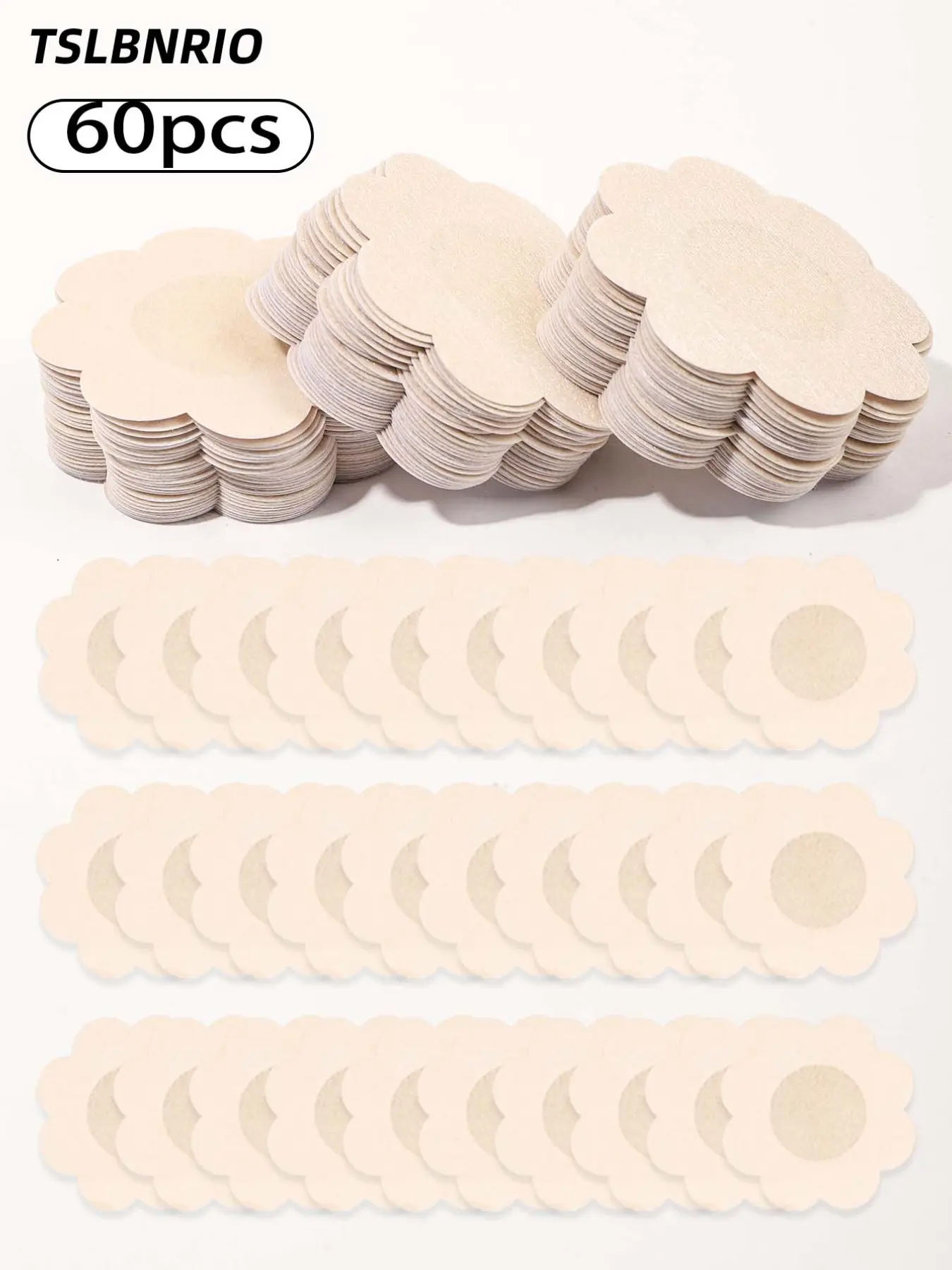 60pcs Women's Invisible Petal Nipple Covers, Adhesive Nip Cover Wireless Ultra-Thin 0.02cm Waterproof Nipple Pads, Soft Skin-Friendly Design for Backless Dresses