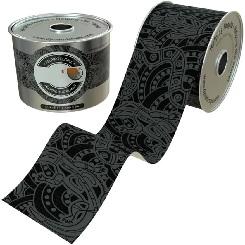 Eco | Biomechanical Adhesive Tape | Physio Tape for Knee, Ankle, Shoulder, Leg, Muscle Support | Sports Tape for Football, Rugby, Ideal for Athletes |Grey & Black - 2" (1)
