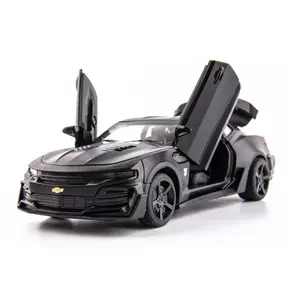 Scale 1/32 Camaro Toys Model Car Alloy Metal Diecast With 4 Door Opened Sound Light Pull Back Vehicle for Boy Gift Collection