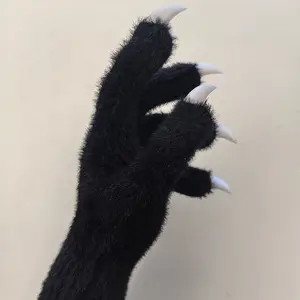 Kigurumi paws & Fursuit KIG Paws , Black Costume Gloves with White Claws, Cosplay Paw Gloves