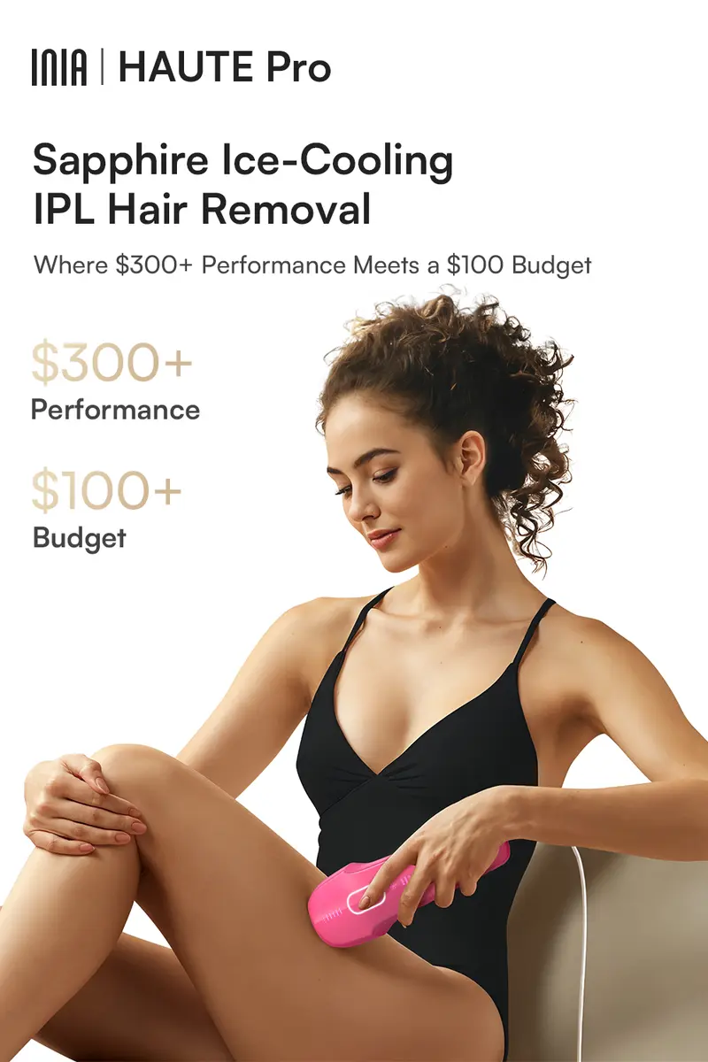 Product Introduction of INIA HAUTE Pro Sapphire Ice-Cooling IPL Hair Removal Device – Painless, FDA Cleared, Full Body & Bikini Use, Long-Lasting Results for Women & Men, 2-Year Warranty – Stay Cool & Smooth, 0