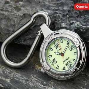 "VINTAGE SILVER CARABINER CLOCK WATCH 🌌 |   Glow-in-the-Dark Tactical Clip for Hiking & Night Adventures |   2025’s Ultimate Unisex Outdoor Gift (Father’s Day Ready!)"