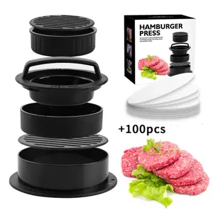 TIKA 3-in-1 Burger Press Patty Maker for Stuffed Burgers and Sliders with 100 Patty Papers
