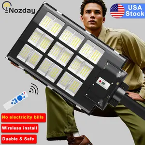 6500W IP67solar floodlight  solar streetlight, 301000LM Commercial Outdoor Solar LED Street Light Dusk to Dawn with Motion Sensor, 6000K Solar Security Flood Lights for Wall, Pole，Garage, lawn, outdoors, doorway, yard，Suitable for multiple environments