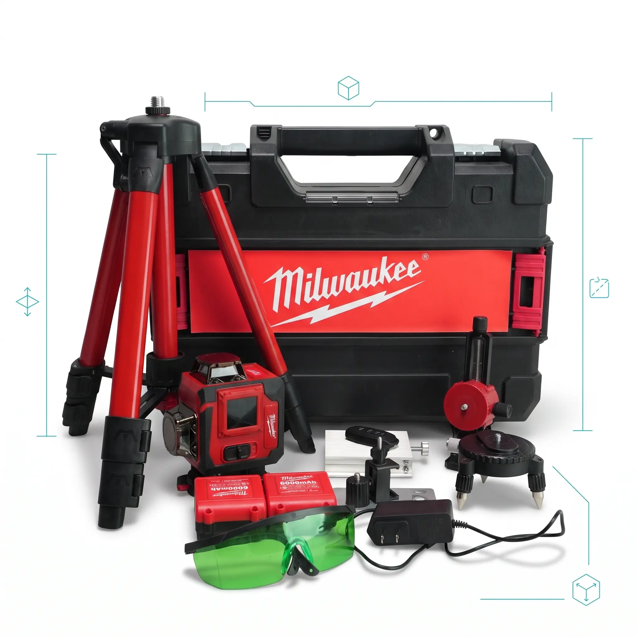 Milwaukee 16-Line Cross Laser Level Kit with Electric Wrench
