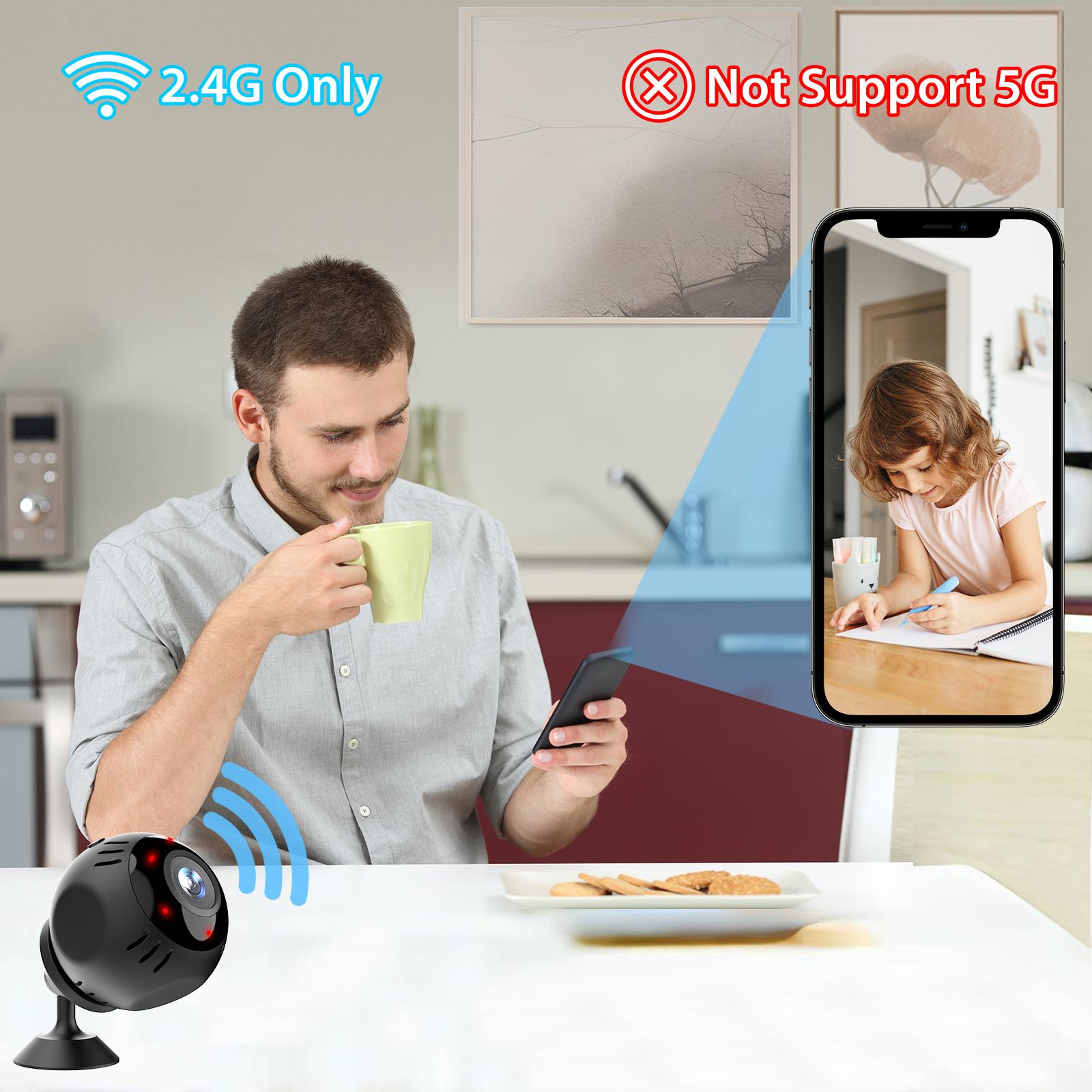2MP FHD Hidden Mini Security Camera, Wireless WiFi, Motion Detection,  Night Vision, Nanny Cam for Home Use, Indoor Surveillance, Baby & Pet Monitor, Cloud Storage (Paid Service) + SD Card Recording (SD Card Not Included) with Infrared