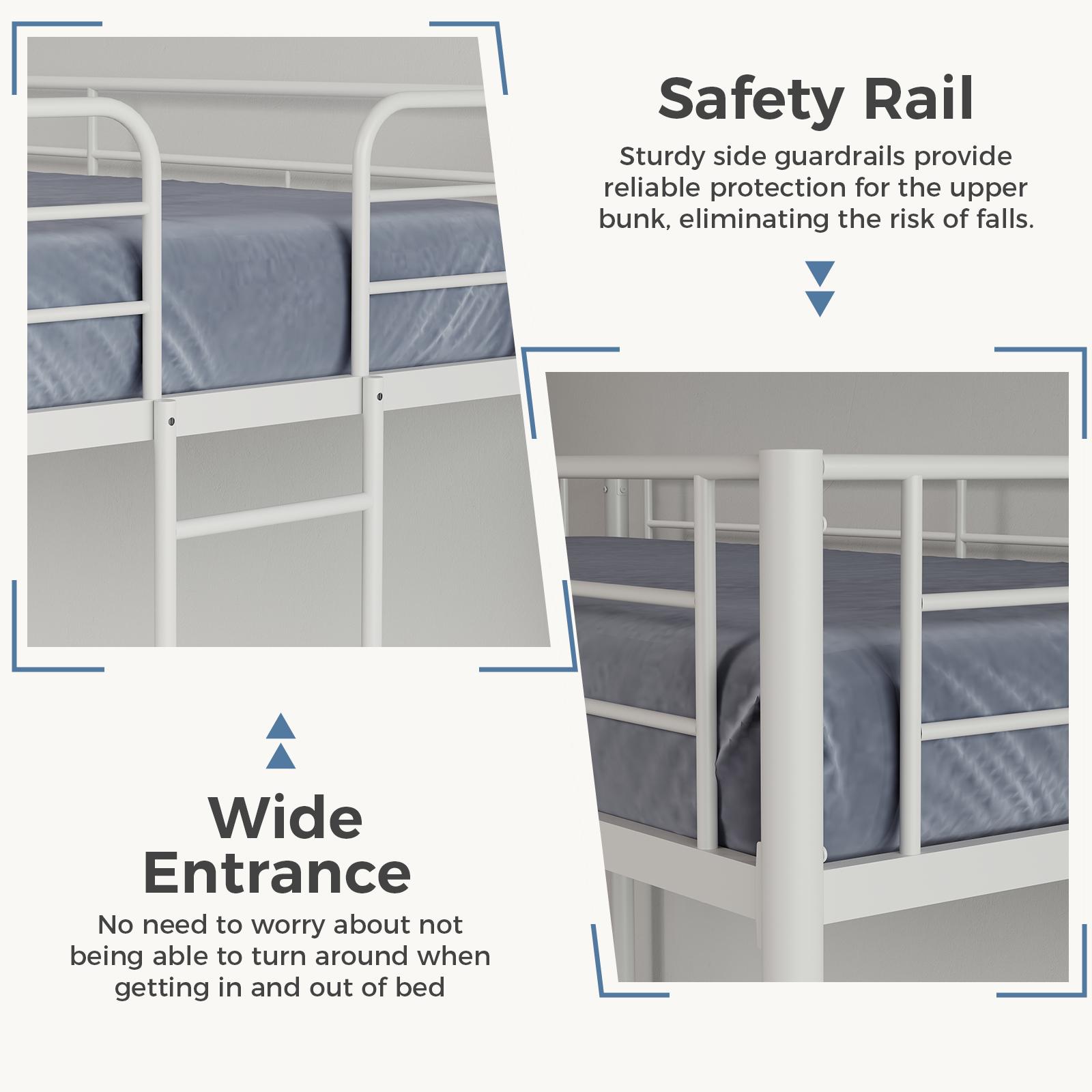 Bunk Bed Twin Over Twin ,Metal Bed Frame, Heavy Duty Bunk Beds, Bunkbed, Double Bed, Individual Twin Bed, Stackable Bunker Bed, With Removable Ladder Safety Guardrail (Black)Metal double-layer bed with stairs and safety railings, sturdy steel frame Bunk Bed Twin Over Twin ,Metal Bed Frame, Heavy Duty Bunk Beds, Bunkbed, Double Bed, Individual Twin Bed, Stackable Bunker Bed, With Removable Ladder Safety Guardrail (Black)Metal double-layer bed with stairs and safety railings, sturdy steel frame