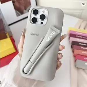 Rhode Phone Case for iPhone 17 Air 11 12 13 14 15 17 16 Pro Max Plus Lipstick Holder Lip Gloss Silicone Soft Cover With Box