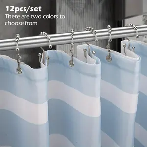 12-Pack Clear Plastic Shower Curtain Hooks, Double Ring Decorative Hangers for Bathroom Curtain Rods